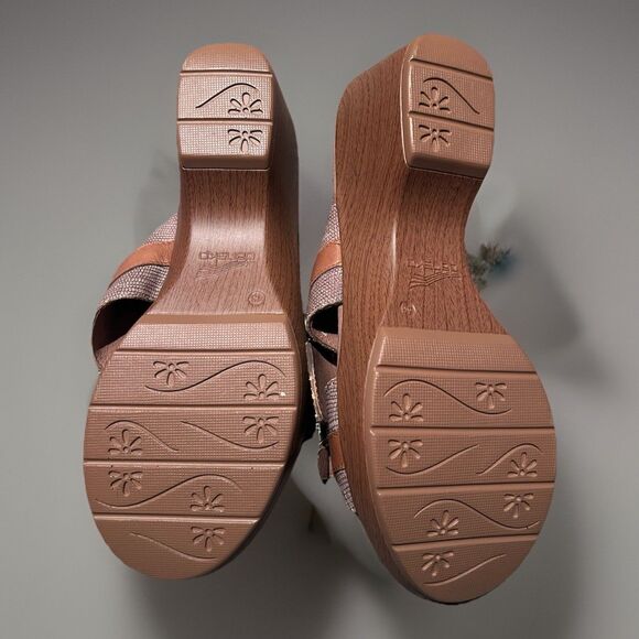 Double Strap Dansko Jesse Brown Leather Slide Clog Sandal Size 43 US 12.5/13 - Picture 5 of 7